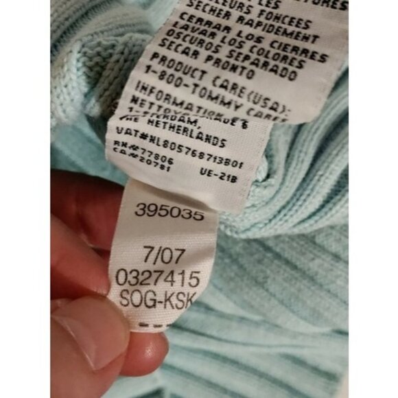 Tommy Hilfiger 1/4 Snap Pullover Sweater Medium Knit Embroidered Spellout Logo - Picture 9 of 9